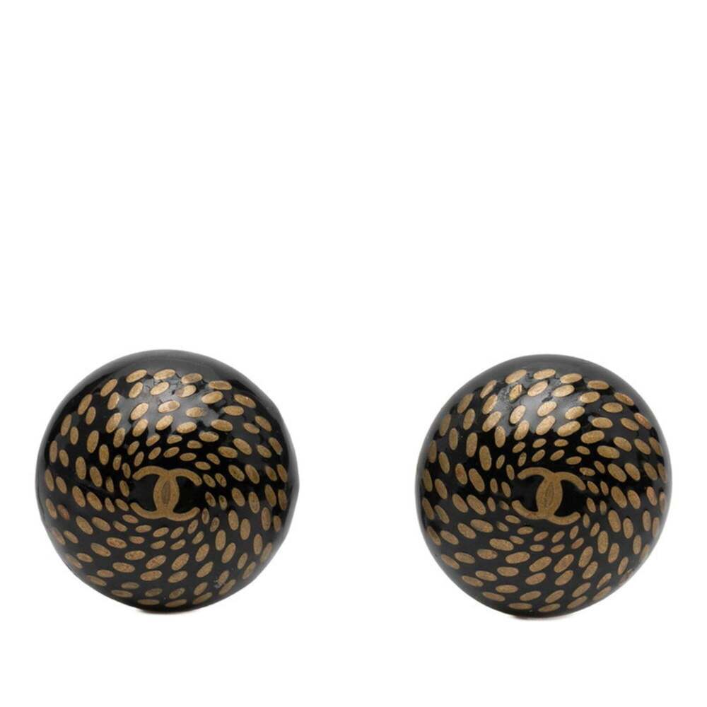 CHANEL Black Logo Earrings